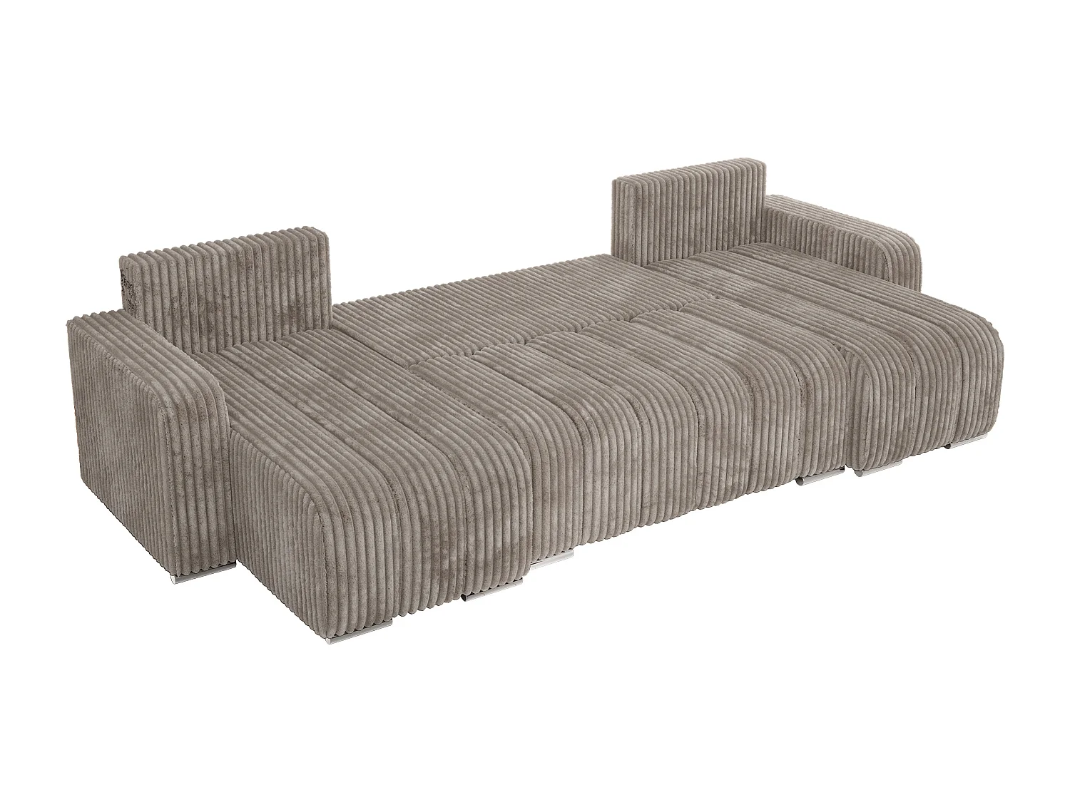 Ecksofa KIRASSO U - Wohnlandschaft, Schlaffunktion und Bettkasten, Couch U-form, lose Kissen - Hellbraun Cord