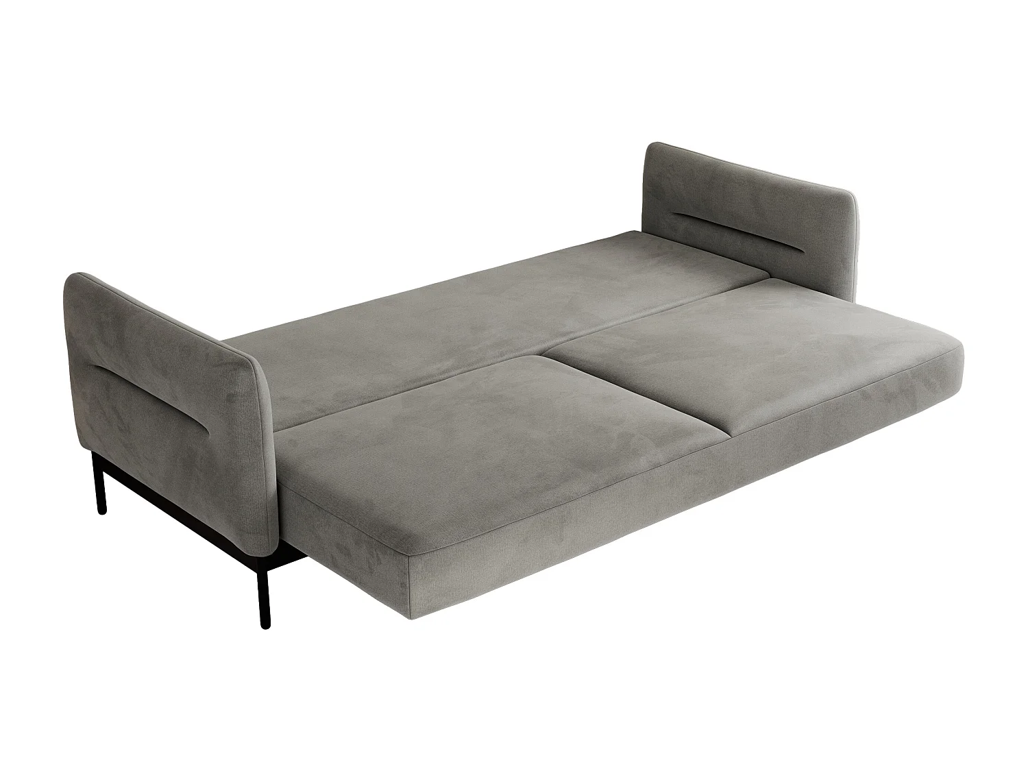 Ecksofa SALENTO - mit Metallbeine, Schlafsofa, mobilen Fußhocker, lose Kissen - Hellgrau Velvet