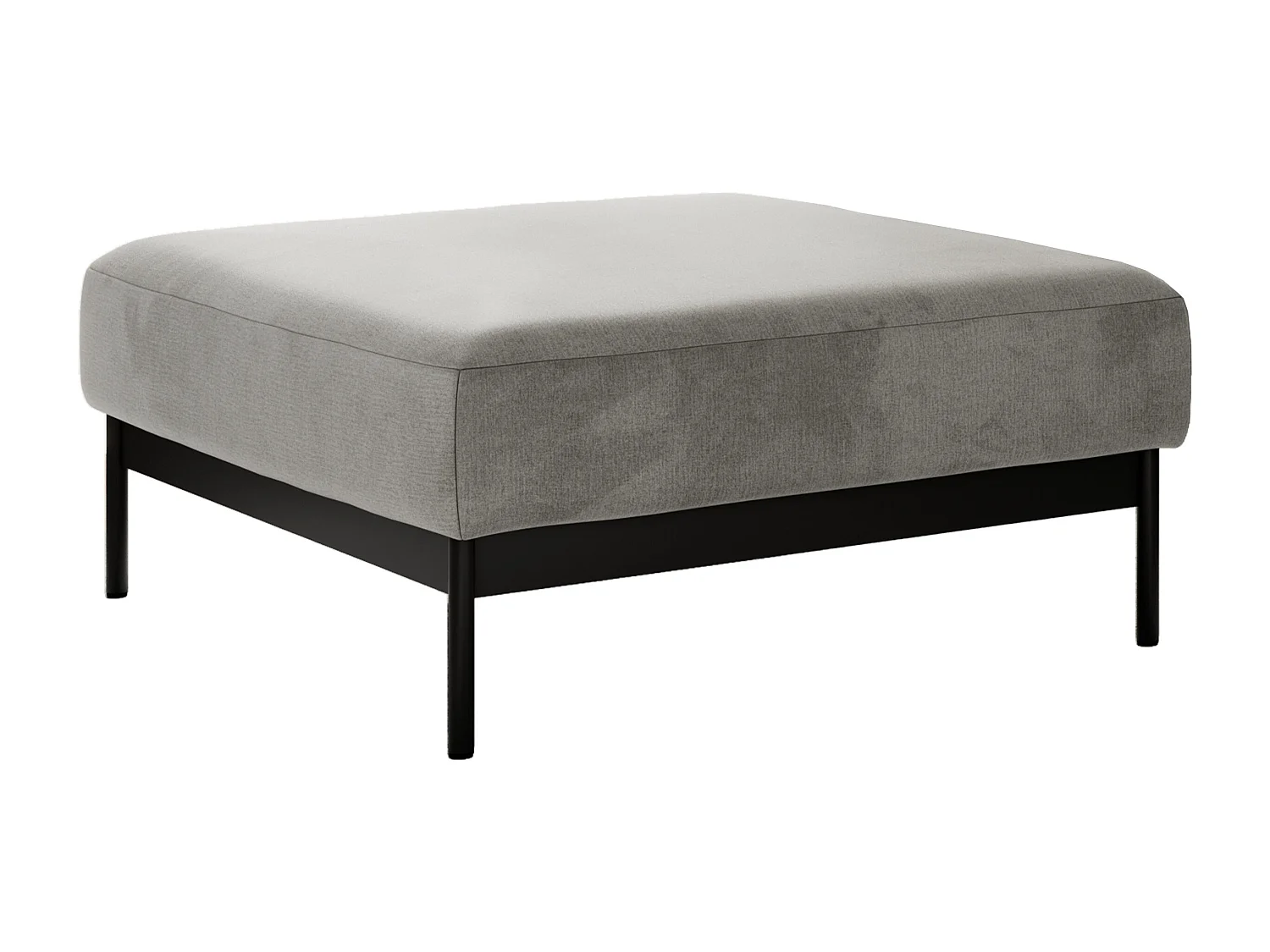 Ecksofa SALENTO - mit Metallbeine, Schlafsofa, mobilen Fußhocker, lose Kissen - Hellgrau Velvet