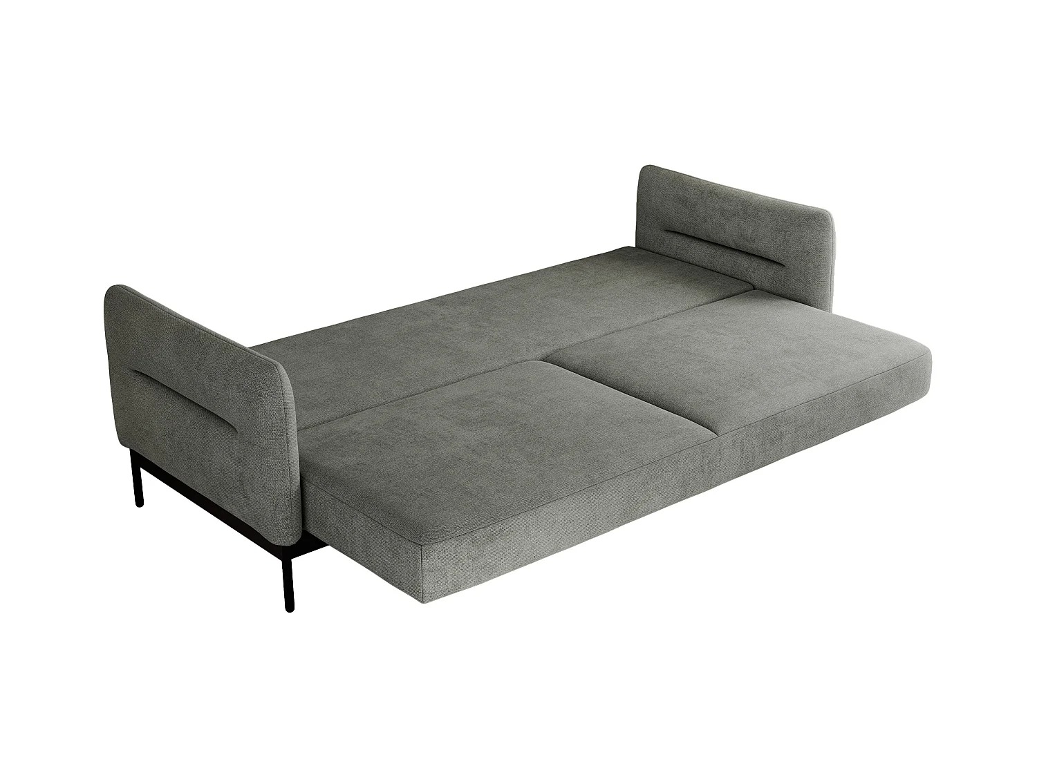 Ecksofa SALENTO - mit Metallbeine, Schlafsofa, mobilen Fußhocker, lose Kissen - Grau Struktur