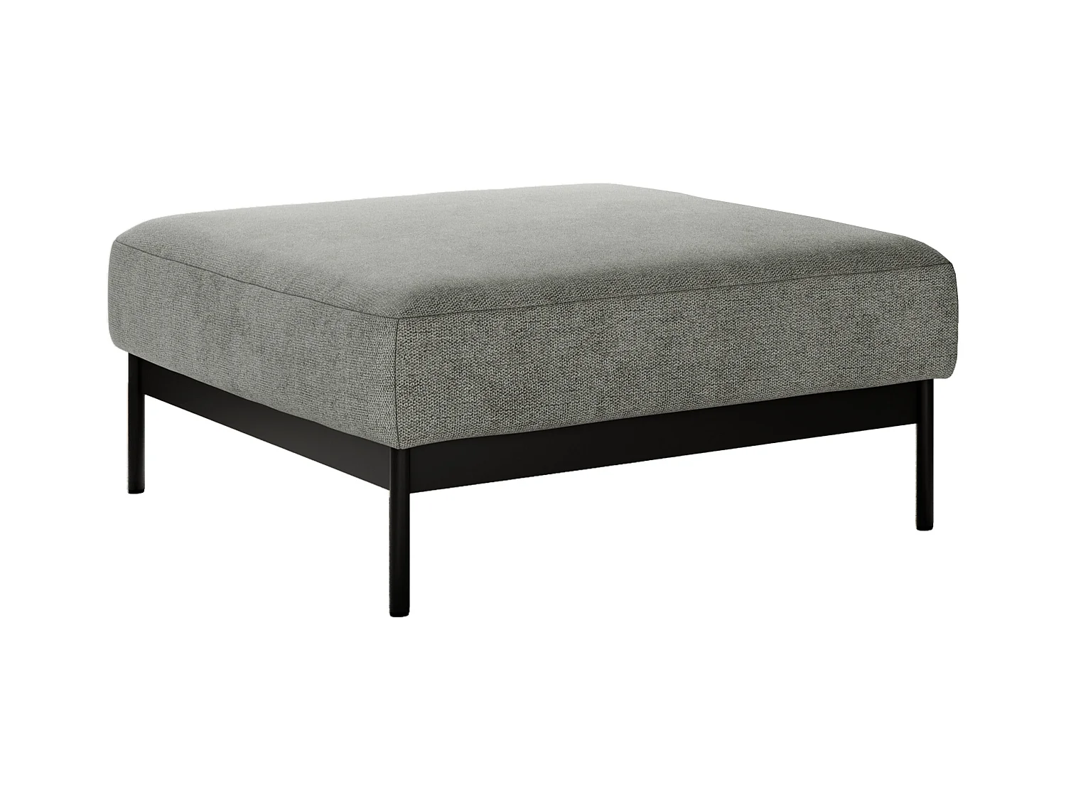 Ecksofa SALENTO - mit Metallbeine, Schlafsofa, mobilen Fußhocker, lose Kissen - Grau Struktur