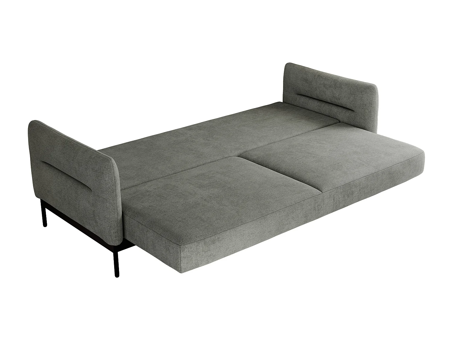 Ecksofa SALENTO - mit Metallbeine, Schlafsofa, mobilen Fußhocker, lose Kissen - Grau Struktur