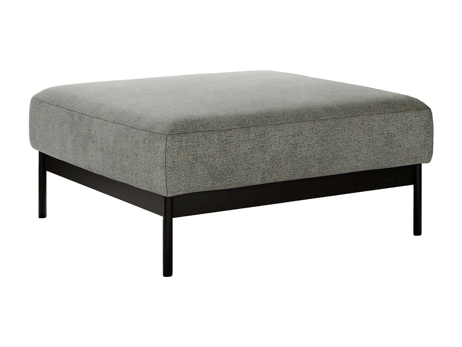 Ecksofa SALENTO - mit Metallbeine, Schlafsofa, mobilen Fußhocker, lose Kissen - Grau Struktur