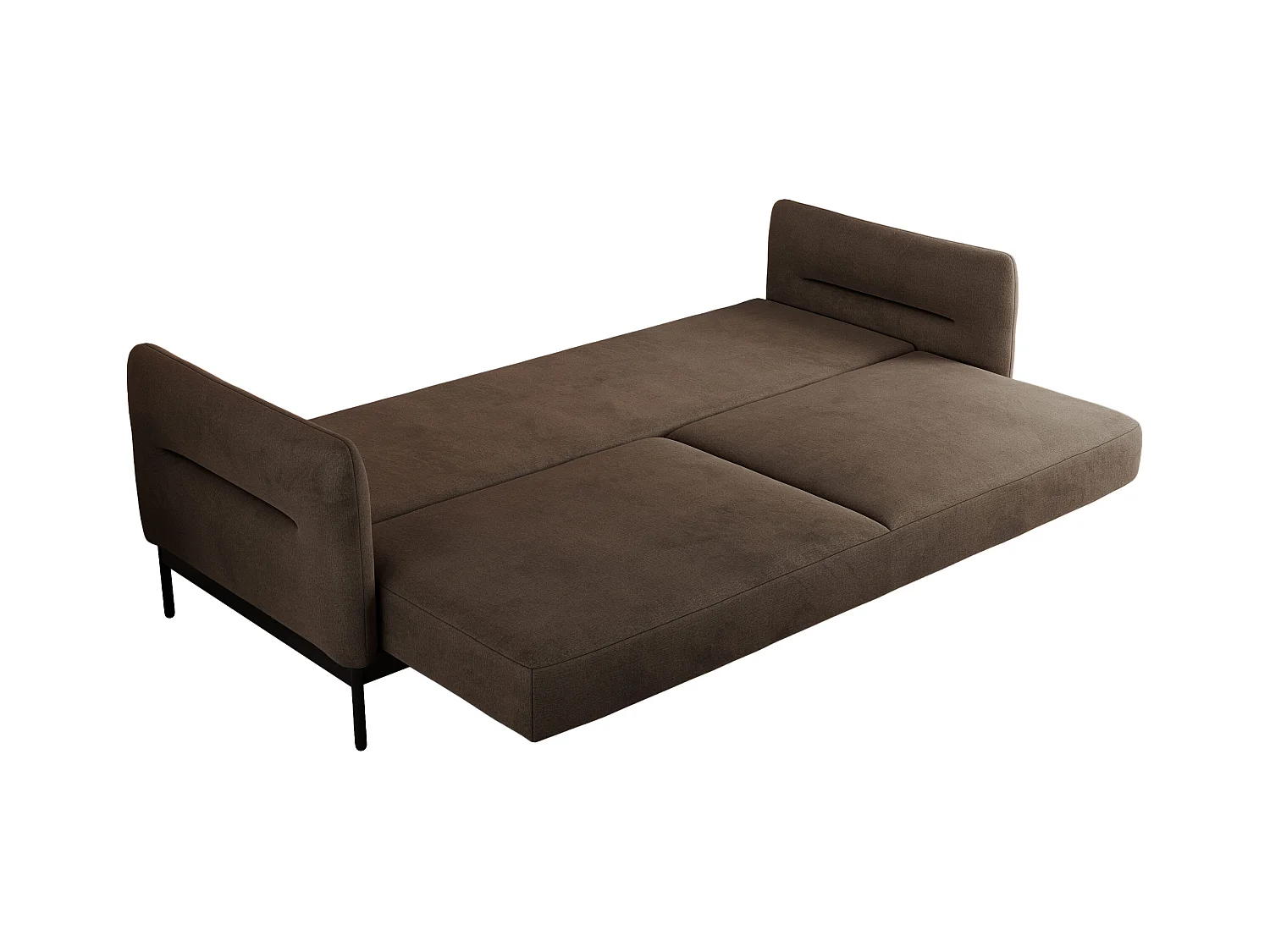Sofa SALENTO - 3-Sitzer mit Metallbeine, mobile Kopfstütze, Schlafsofa mit lose Kissen - Braun Velvet