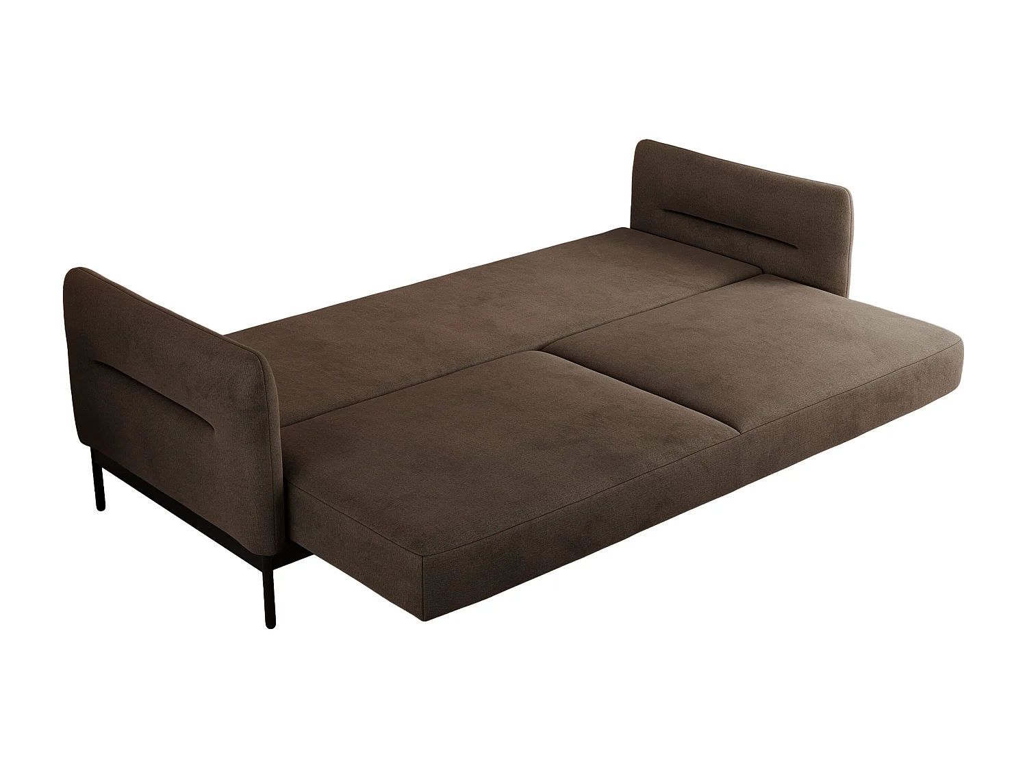Sofa SALENTO - 3-Sitzer mit Metallbeine, mobile Kopfstütze, Schlafsofa mit lose Kissen - Braun Velvet