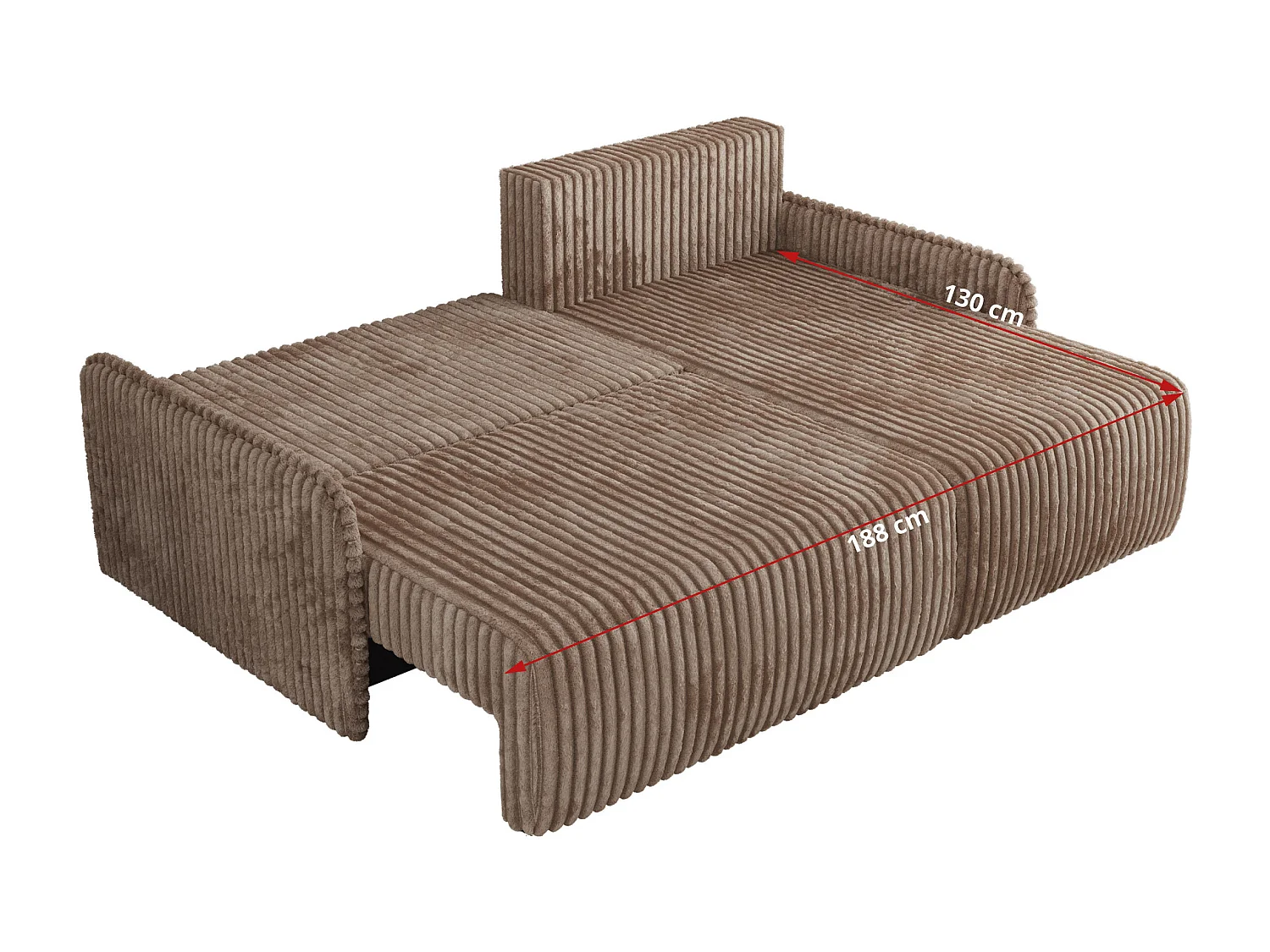 Ecksofa ARPA - L-form Schlaffsofa, Bettkasten und lose Kissen, Armlehnen - Braun Cord - Ecke Links