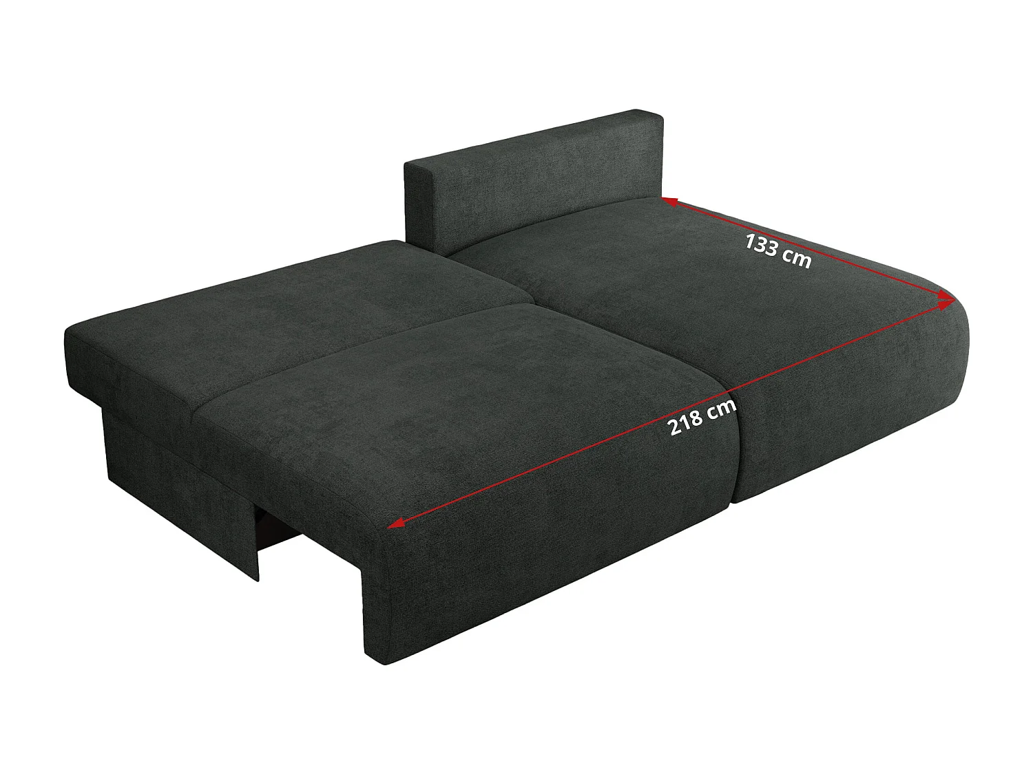 Ecksofa VIVO - L-form Couch mit Schlaffunktion und Bettkasten, Wellenfeder - Dunkelgrau Struktur - Ecke Links