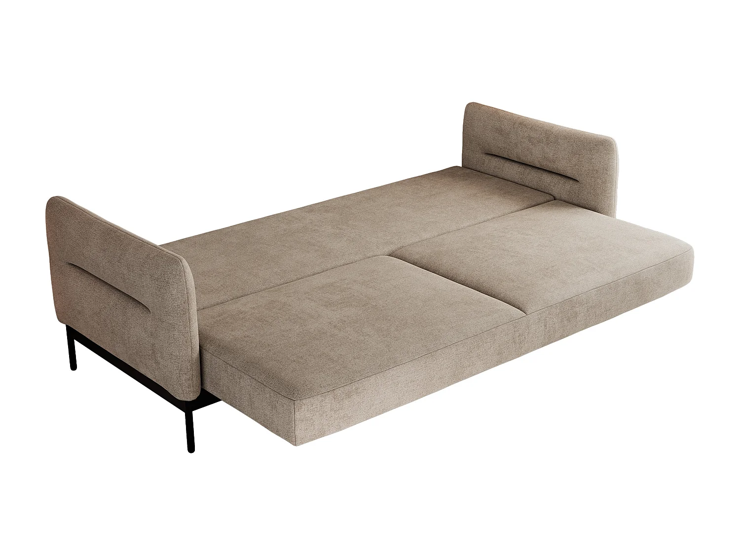 Ecksofa SALENTO - mit Metallbeine, Schlafsofa, mobilen Fußhocker, lose Kissen - Beige Struktur