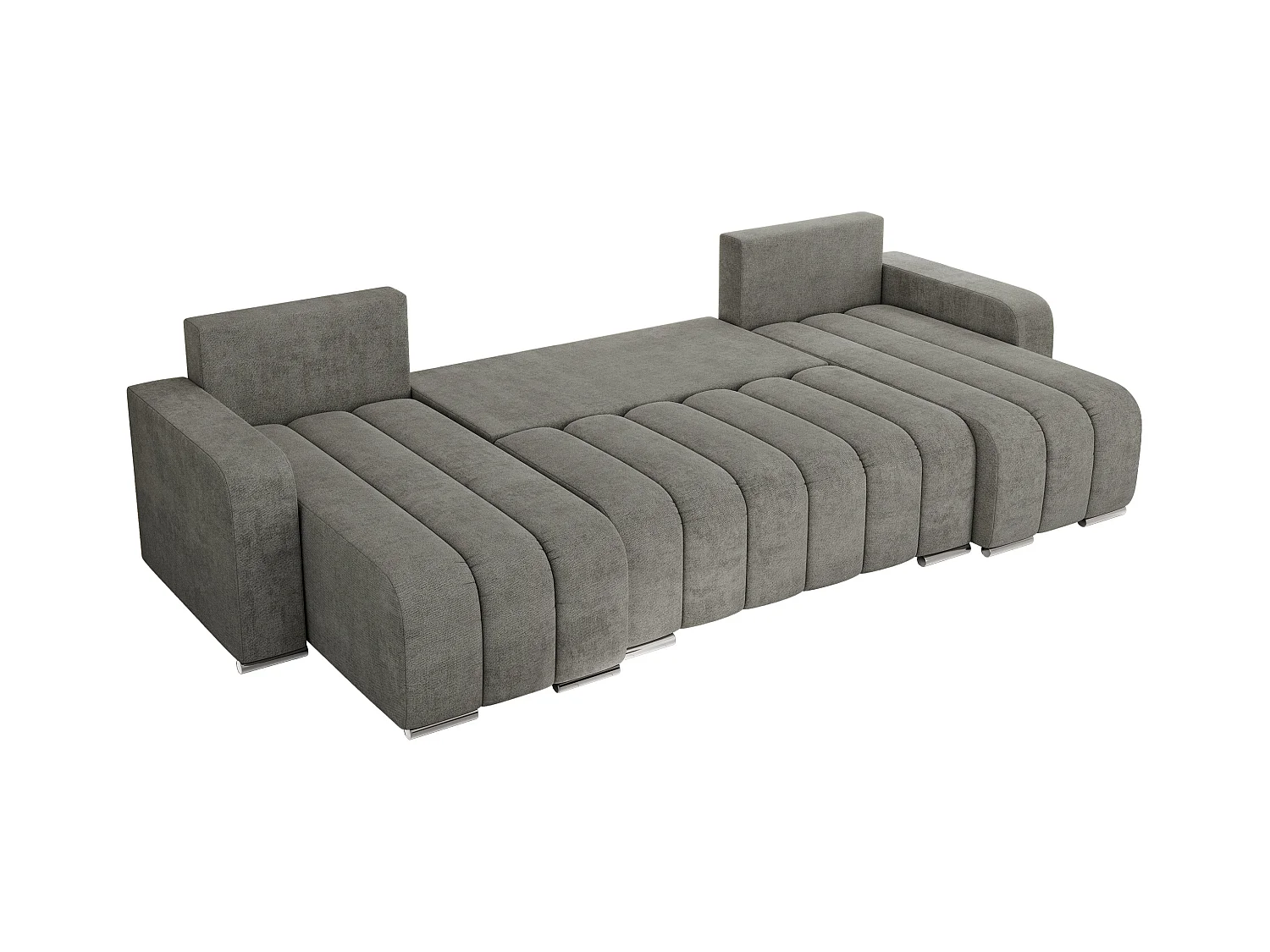 Ecksofa KIRASSO U - Wohnlandschaft, Schlaffunktion und Bettkasten, Couch U-form, lose Kissen - Grau Strukture