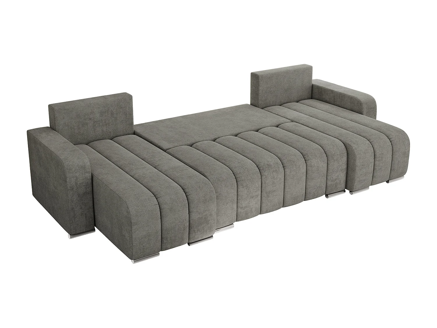 Ecksofa KIRASSO U - Wohnlandschaft, Schlaffunktion und Bettkasten, Couch U-form, lose Kissen - Grau Strukture