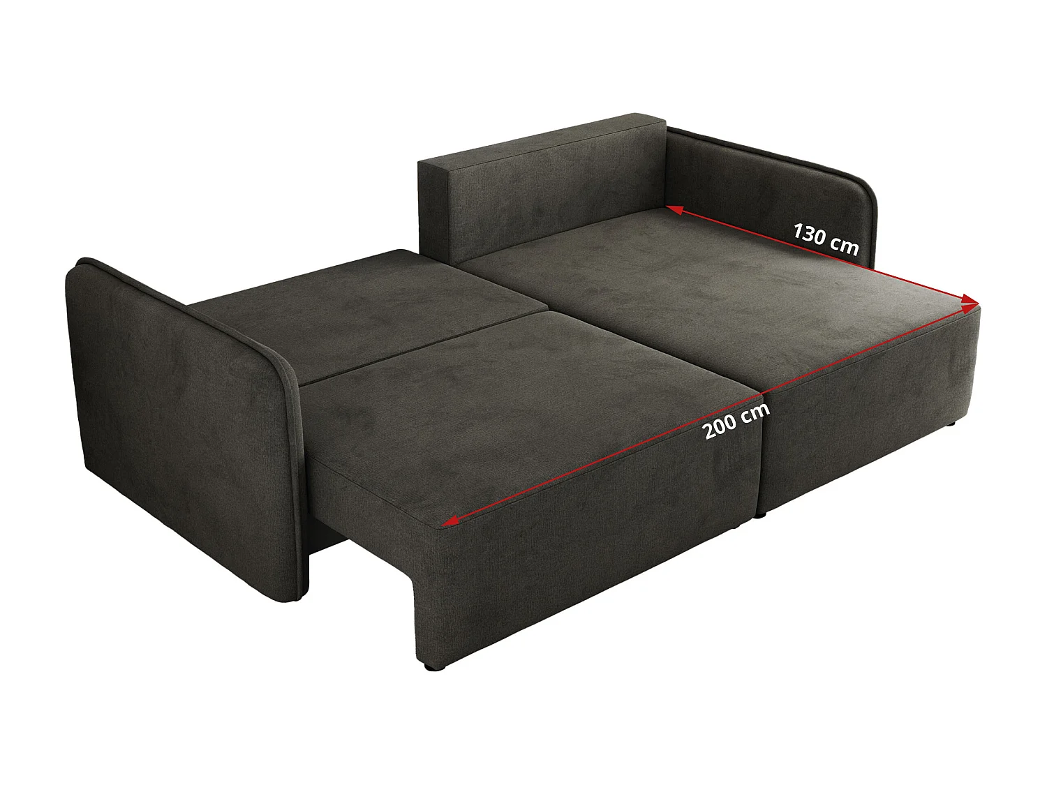 Ecksofa MESTO - Schlaffunktion und Bettkasten, L-form Couch für das Wohnzimmer, Armlehnen - Dunkelgrau Velvet - Ecke Rechts