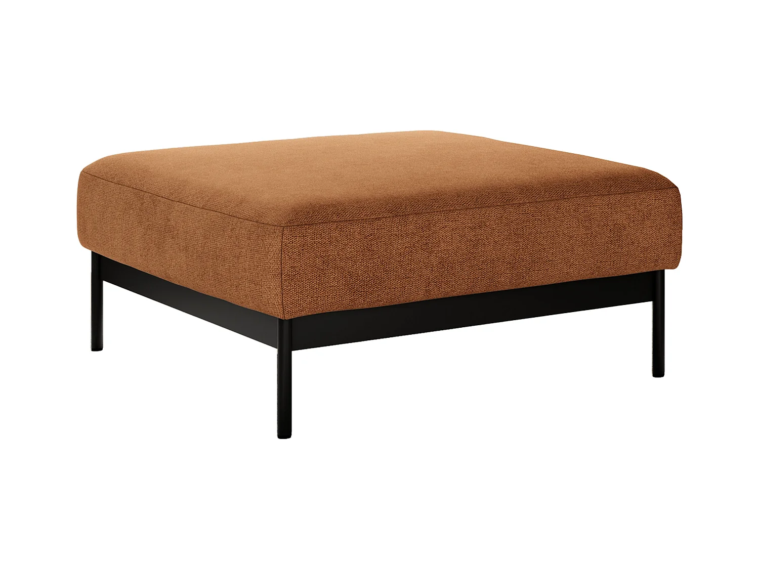 Ecksofa SALENTO - mit Metallbeine, Schlafsofa, mobilen Fußhocker, lose Kissen - Orange Struktur