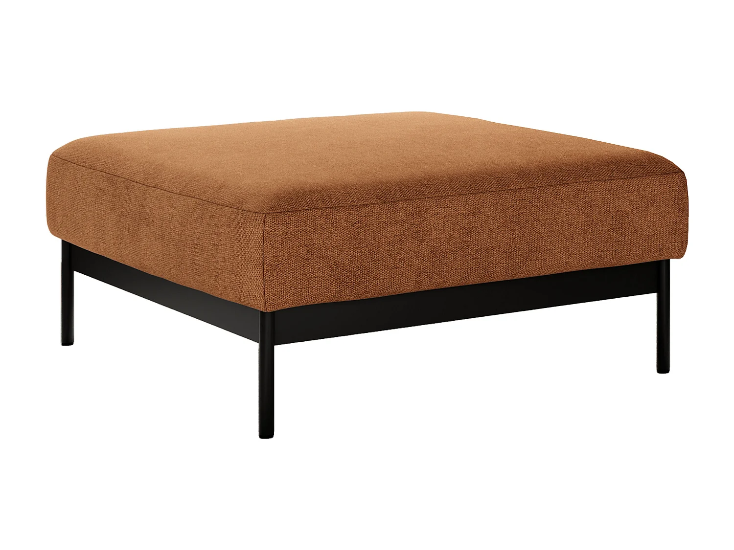 Ecksofa SALENTO - mit Metallbeine, Schlafsofa, mobilen Fußhocker, lose Kissen - Orange Struktur