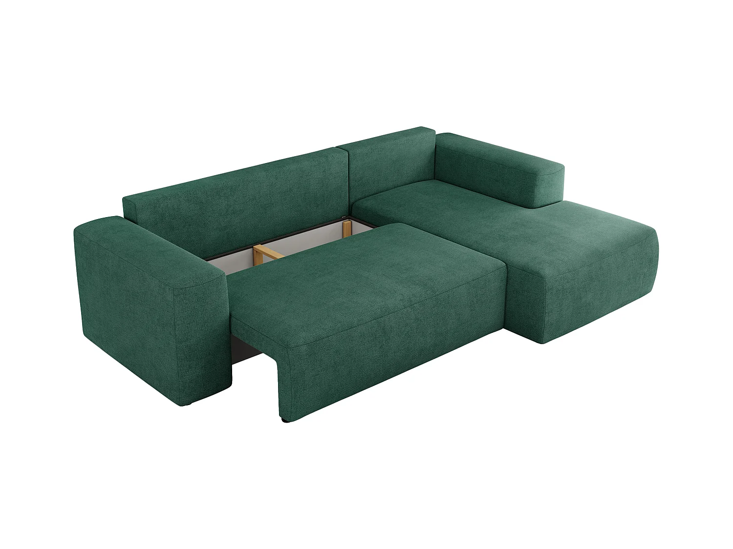 Ecksofa TRENTINO - mit Schlaffunktion und Bettkasten, L-form Couch, lose Kissen und Armlehnen - Grün Stukture - Ecke Rechts