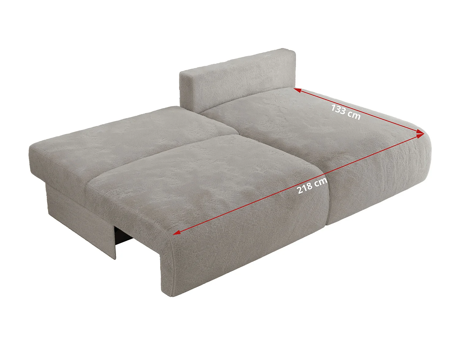 Ecksofa VIVO - L-form Couch mit Schlaffunktion und Bettkasten, Wellenfeder - Hellgrau Plüsch - Ecke Links