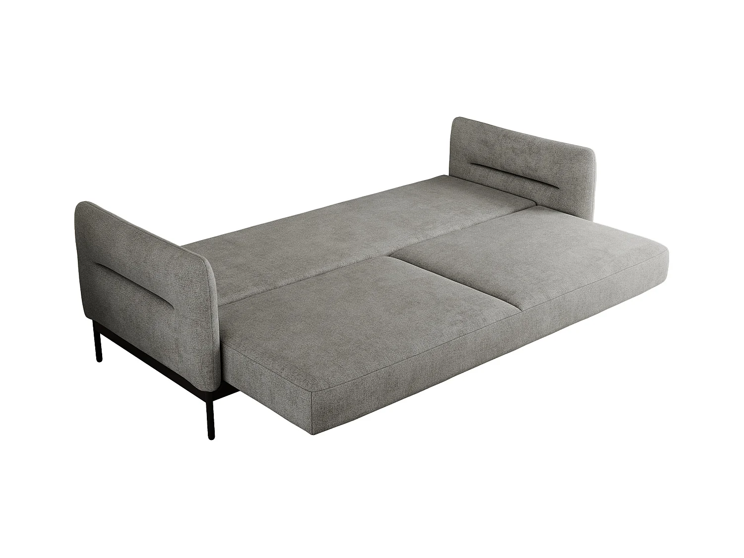 Sofa SALENTO - 3-Sitzer mit Metallbeine, mobile Kopfstütze, Schlafsofa mit lose Kissen - Hellgrau Strukture