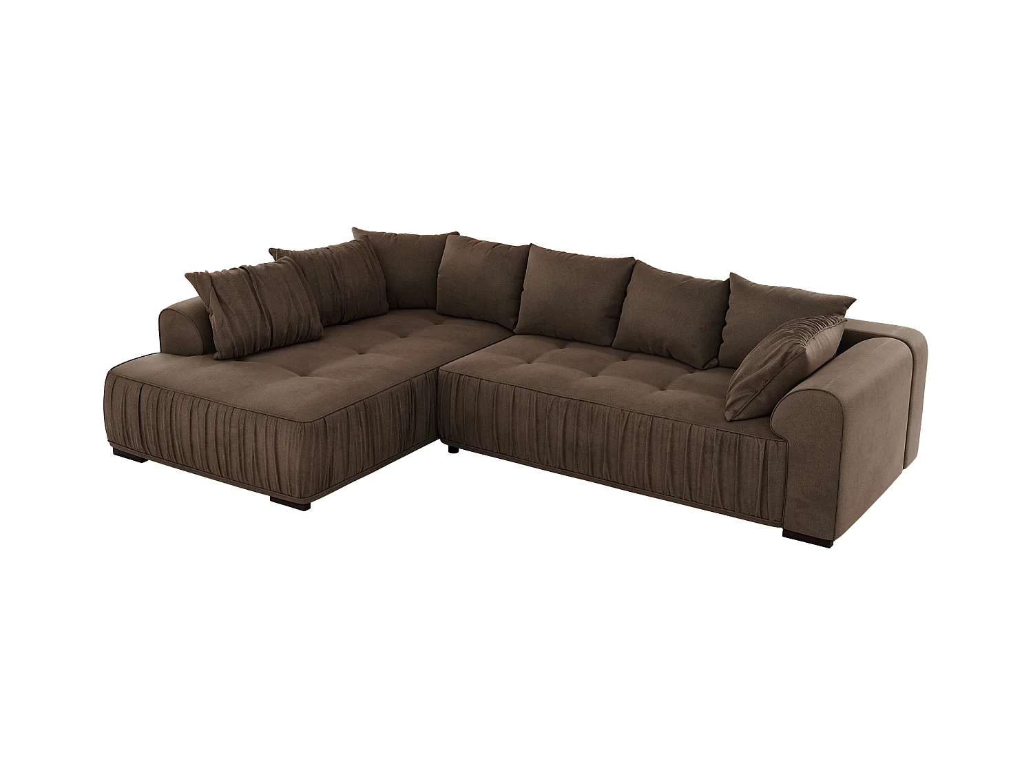 Ecksofa ORTA - Schlaffunktion und Bettkasten, lose Kissen, gesteppter Sitz, L-förmige Ecke - Braun Velvet - Ecke Links