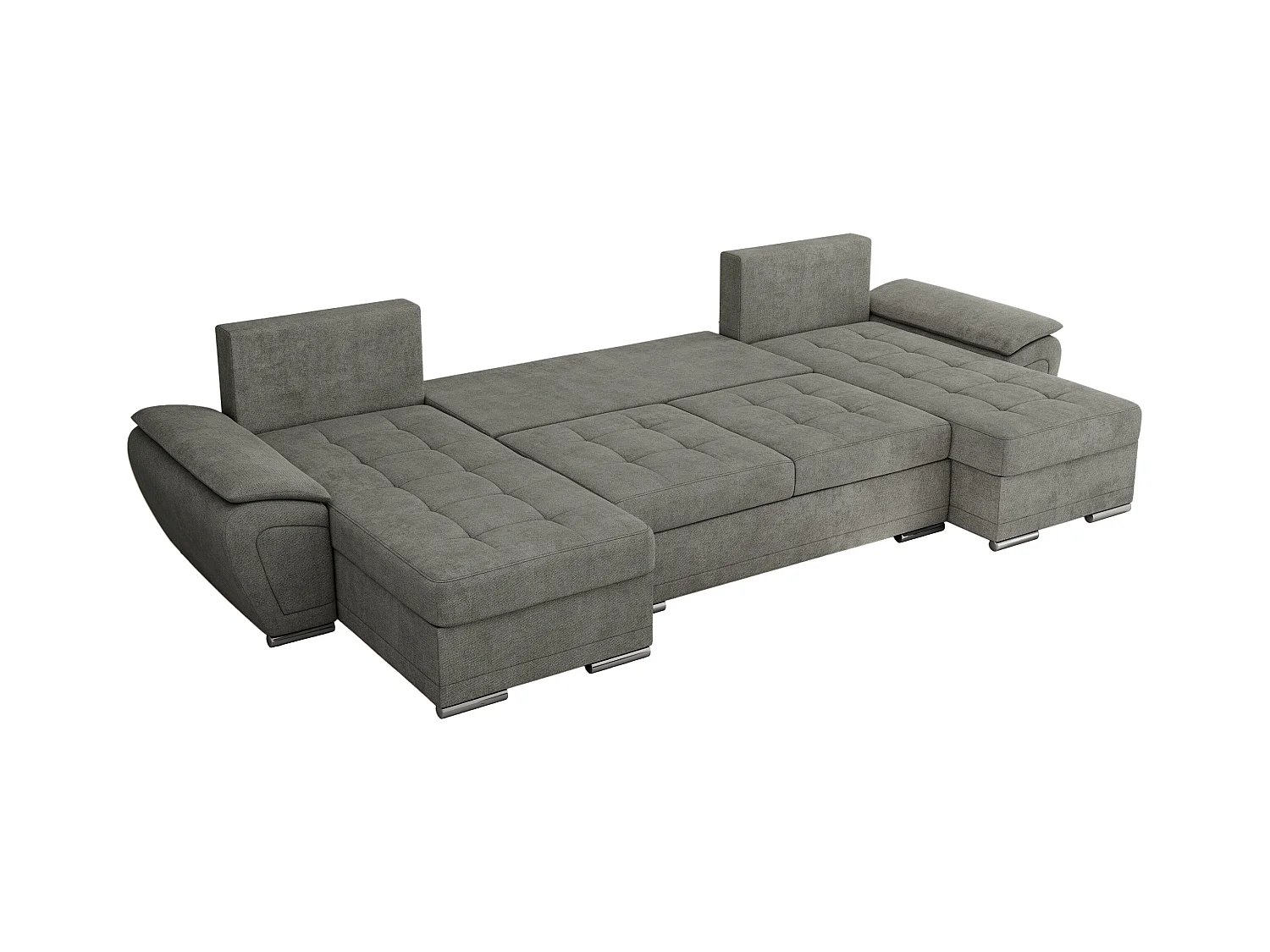 Ecksofa UMBRIA U - XXL Wohnlandschaft, mit Schlaffunktion und Bettkasten, genähte Ecke - Grau Stukture