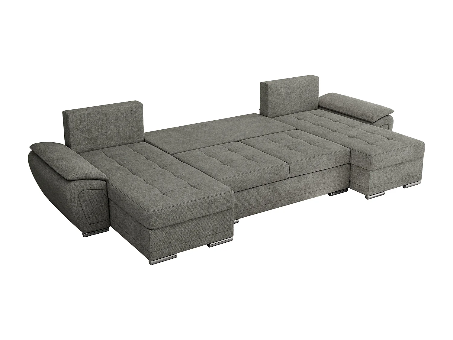 Ecksofa UMBRIA U - XXL Wohnlandschaft, mit Schlaffunktion und Bettkasten, genähte Ecke - Grau Stukture