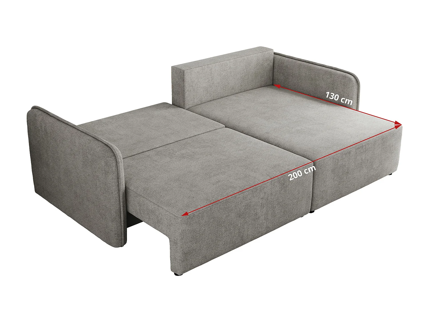 Ecksofa MESTO - Schlaffunktion und Bettkasten, L-form Couch für das Wohnzimmer, Armlehnen - Hellgrau Struktur - Ecke Links