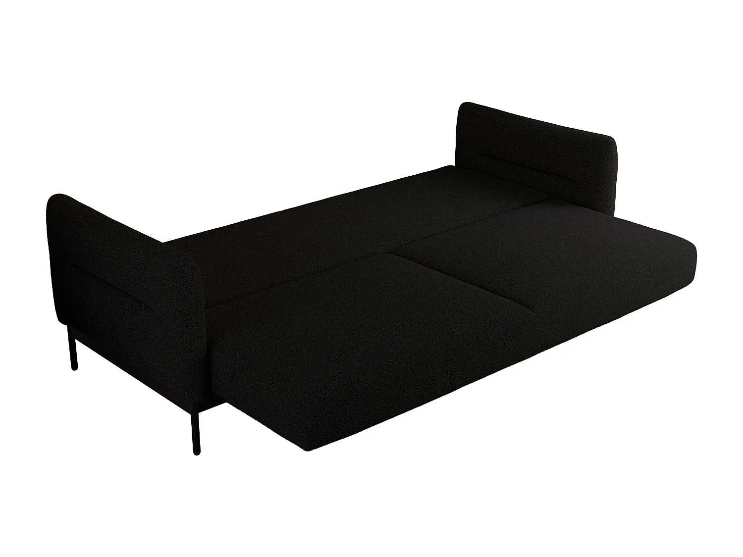 Sofa SALENTO - 3-Sitzer mit Metallbeine, mobile Kopfstütze, Schlafsofa mit lose Kissen - Schwarz Boucle