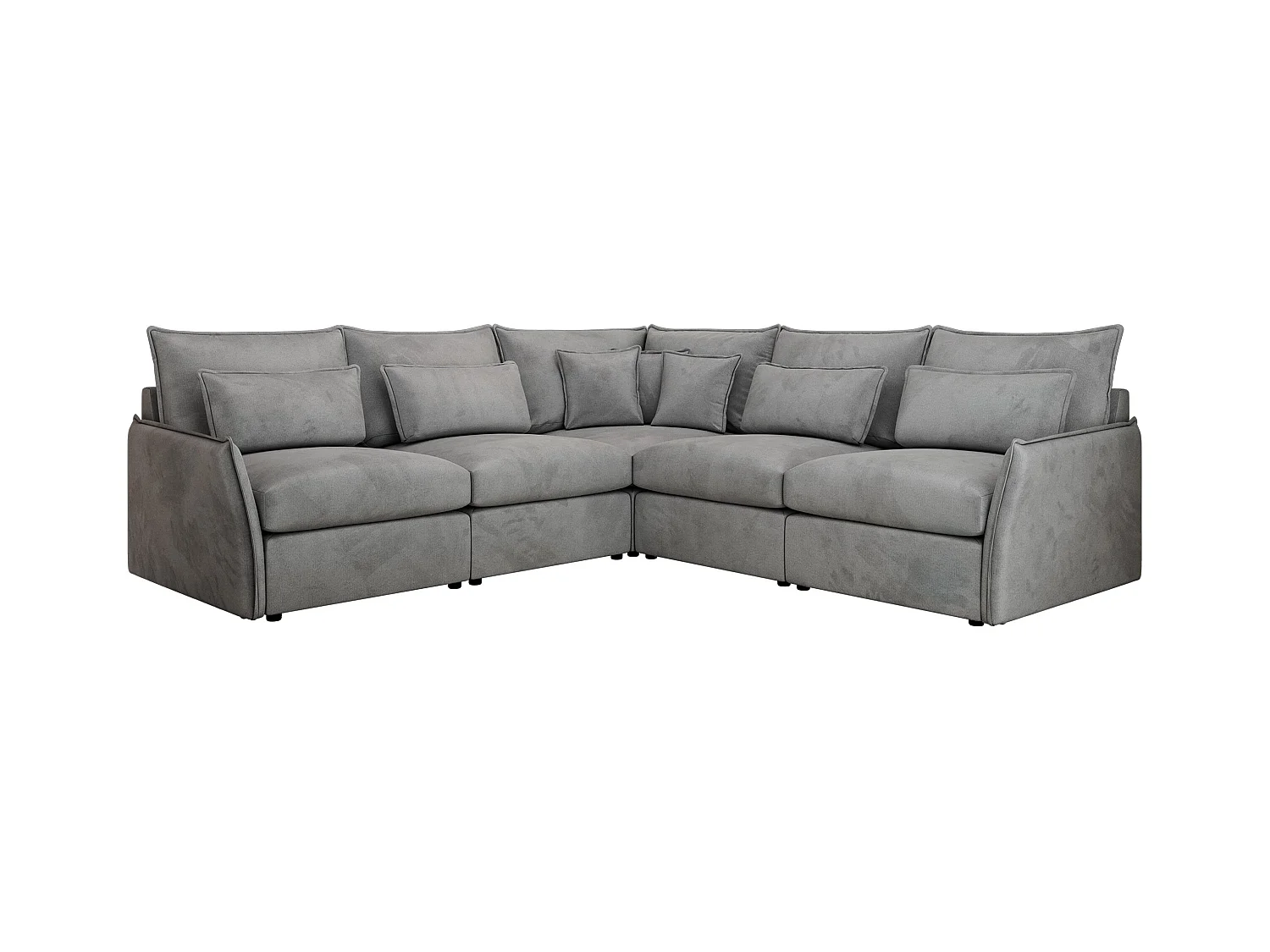 Ecksofa VERSO - modulare L-förmige Ecke, lose Kissen, Wohnlandschaft - Hellgrau Velvet