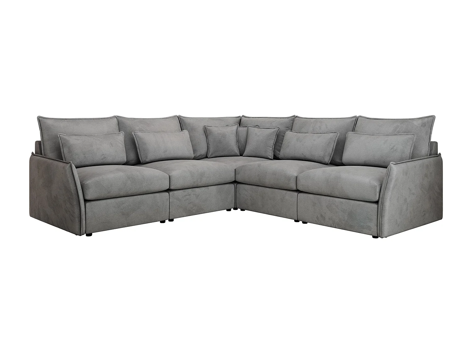 Ecksofa VERSO - modulare L-förmige Ecke, lose Kissen, Wohnlandschaft - Hellgrau Velvet