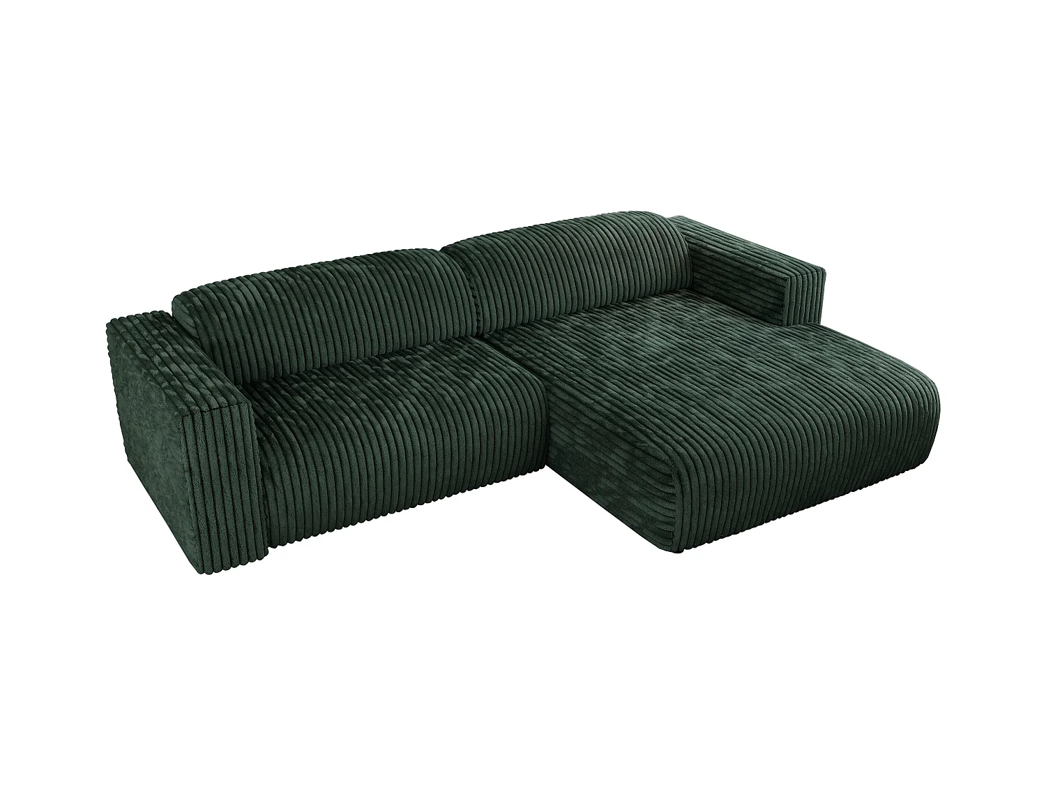 Ecksofa PASADENA - mit Armlehnen, Wohnlandschaft, freistehendes Sofa, große Ecke - Grün Cord - Ecke Rechts