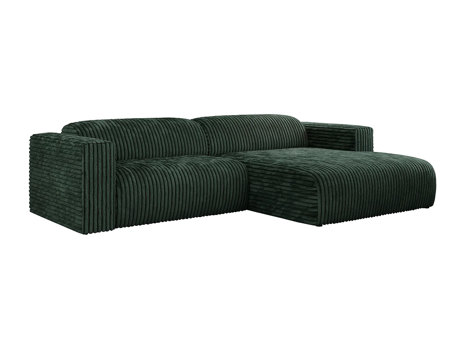 Ecksofa PASADENA - mit Armlehnen, Wohnlandschaft, freistehendes Sofa, große Ecke - Grün Cord - Ecke Rechts