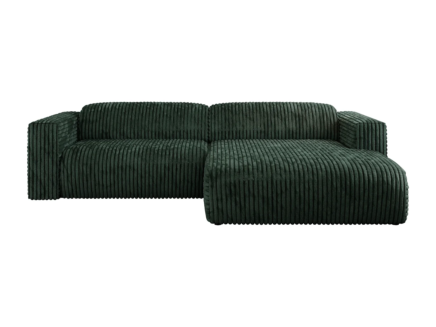 Ecksofa PASADENA - mit Armlehnen, Wohnlandschaft, freistehendes Sofa, große Ecke - Grün Cord - Ecke Rechts