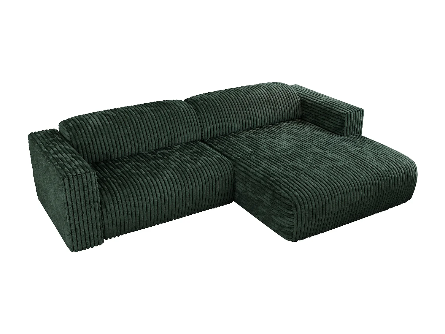 Ecksofa PASADENA - mit Armlehnen, Wohnlandschaft, freistehendes Sofa, große Ecke - Grün Cord - Ecke Rechts