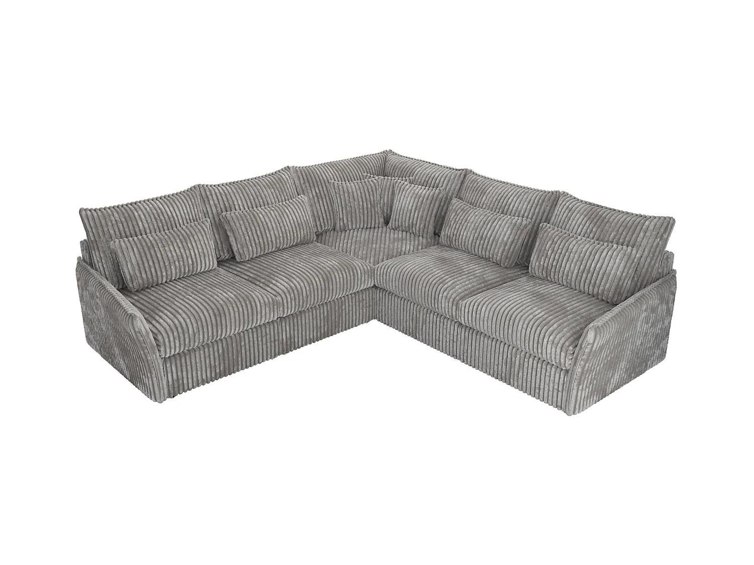 Ecksofa VERSO - modulare L-förmige Ecke, lose Kissen, Wohnlandschaft - Hellgrau Cord