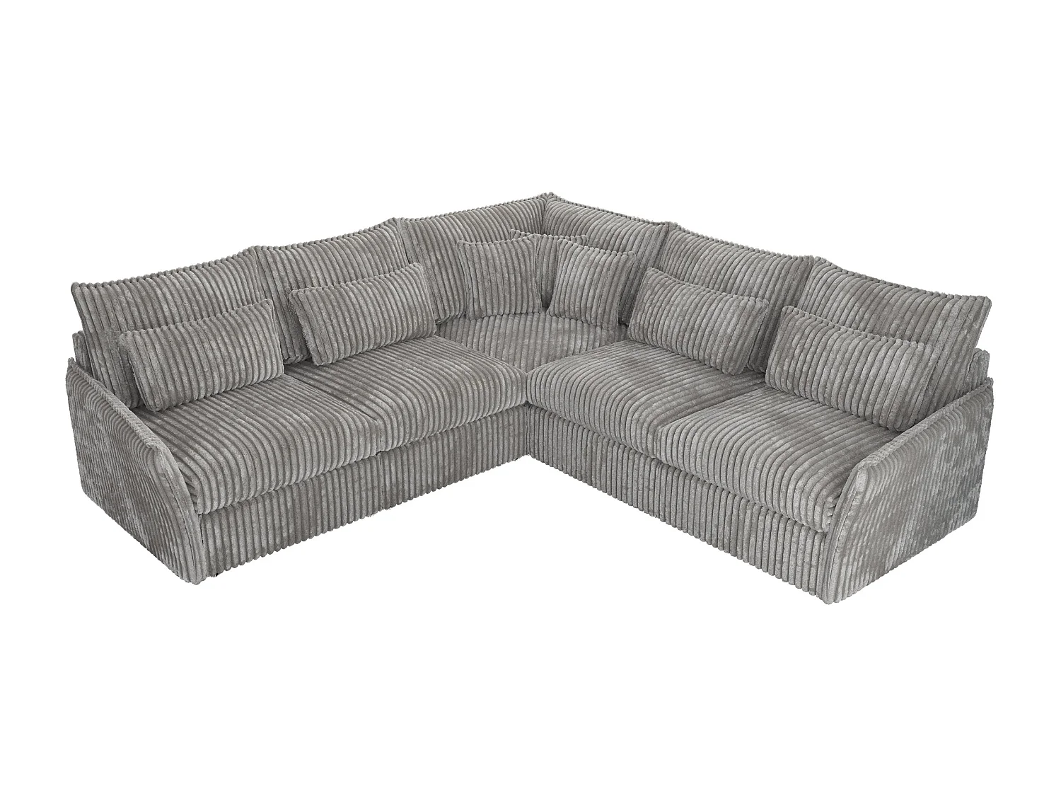 Ecksofa VERSO - modulare L-förmige Ecke, lose Kissen, Wohnlandschaft - Hellgrau Cord