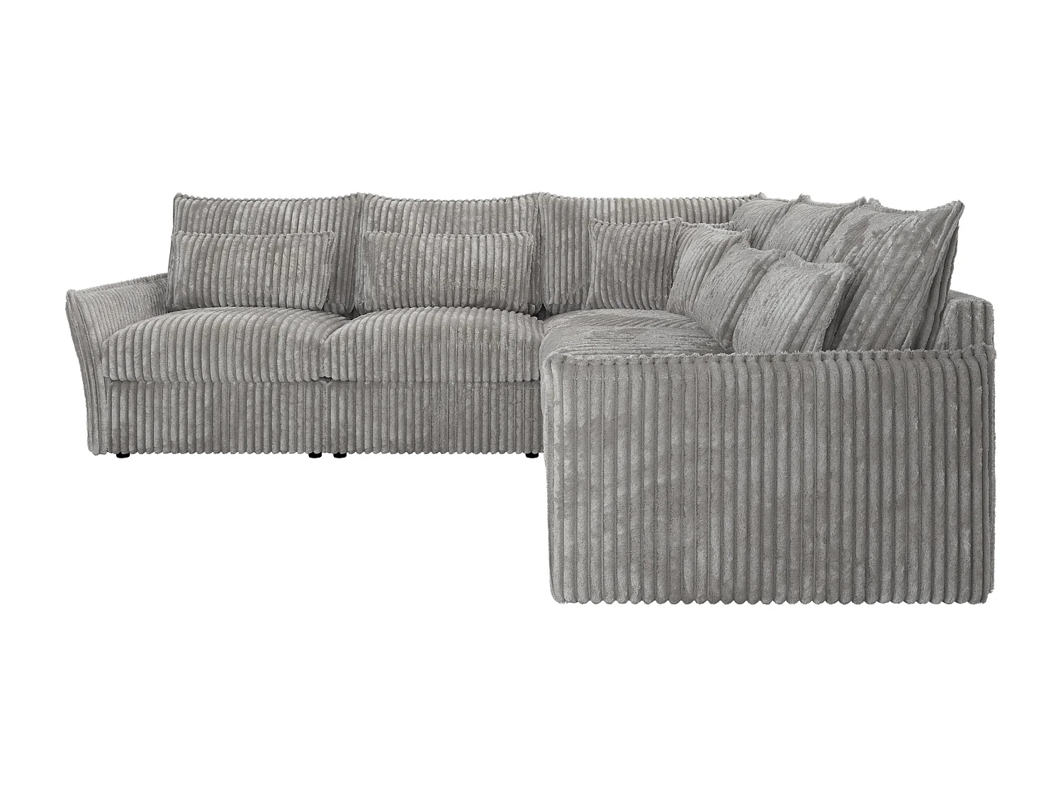 Ecksofa VERSO - modulare L-förmige Ecke, lose Kissen, Wohnlandschaft - Hellgrau Cord