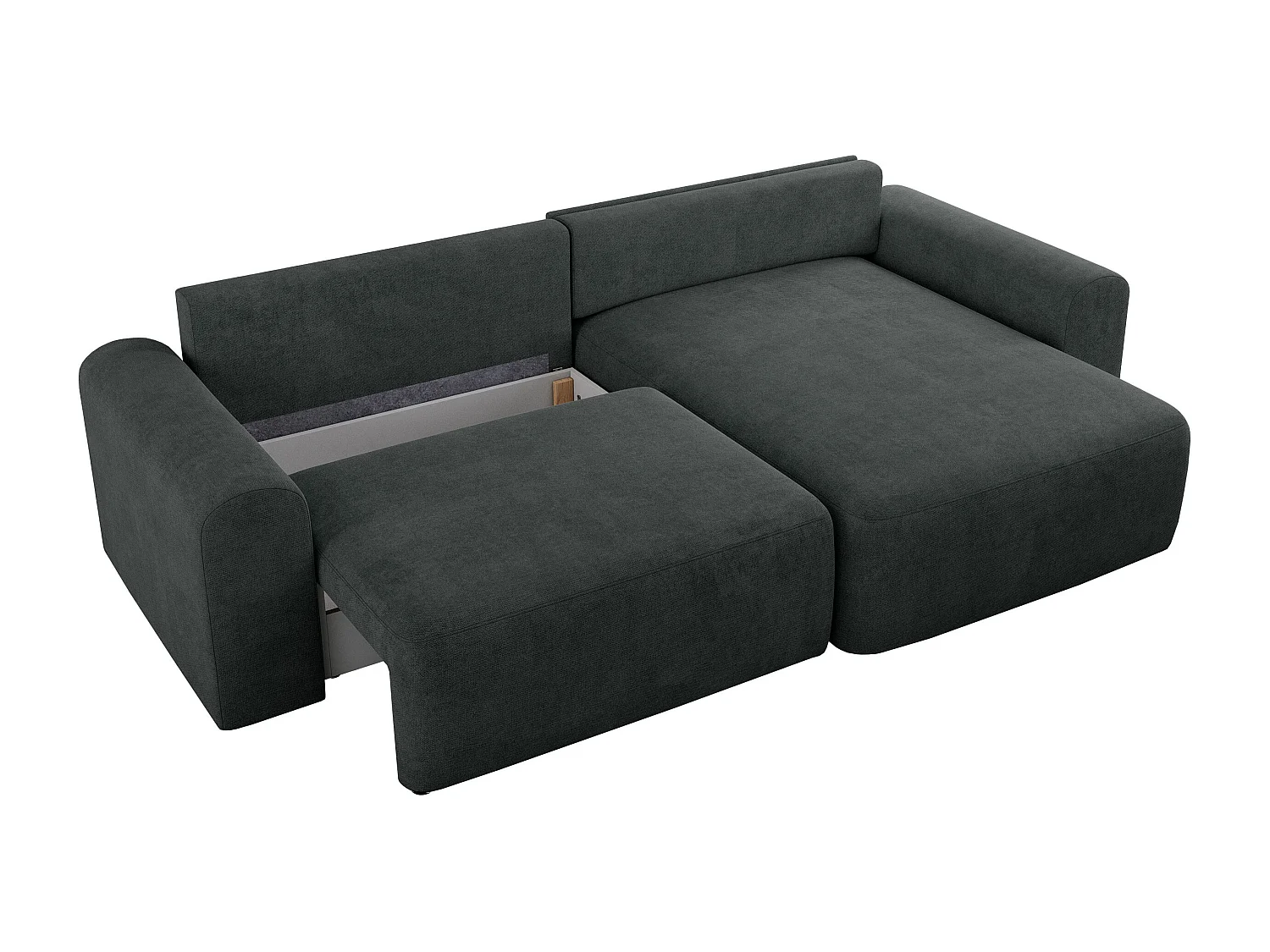 Ecksofa NELSON - Schlafcouch mit Armlehnen und Bettkasten, universelles L-förmige Ecksofa - Dunkelgrau Stukture