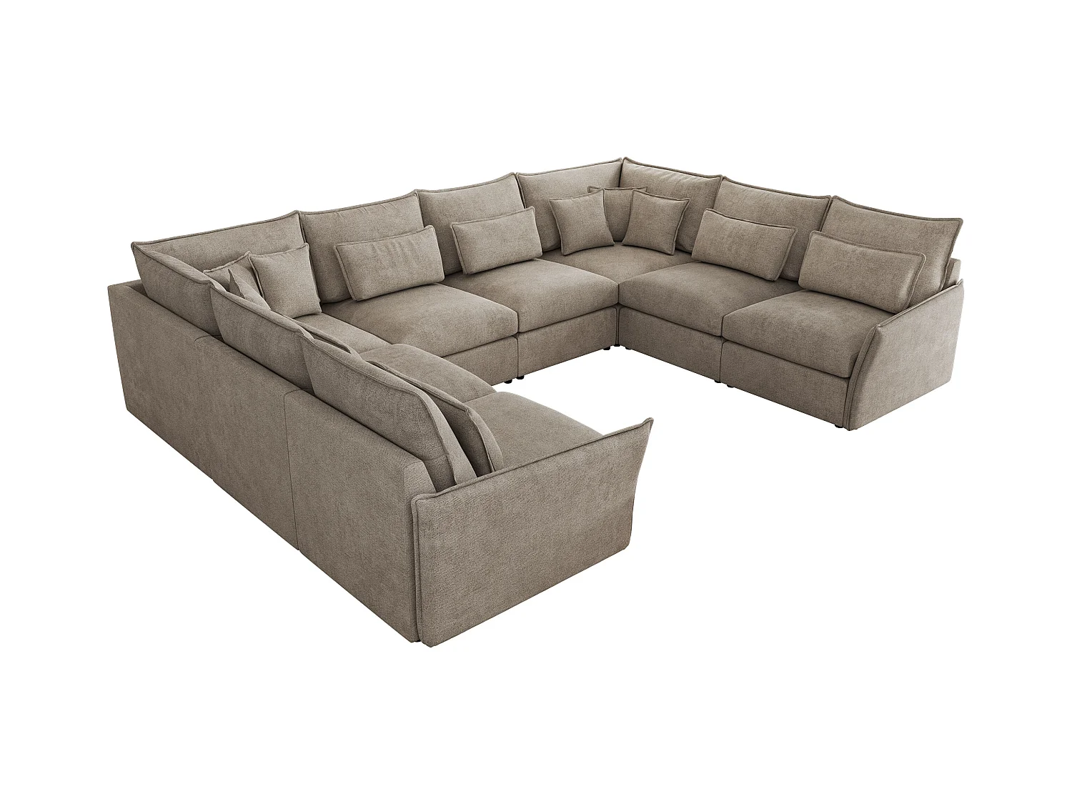 Ecksofa VERSO U8M - modulare U-förmige Ecke mit Armlehnen, Wohnlandschaft, Ecksofa XXL, lose Kissen - Beige Struktur