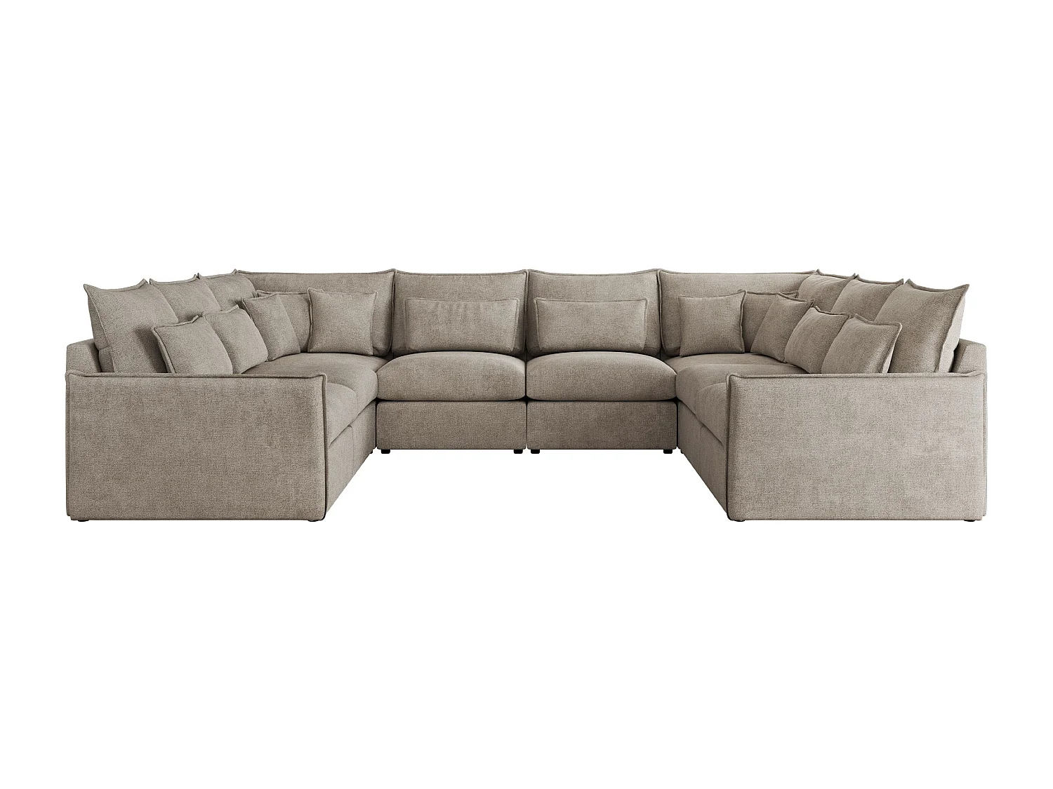 Ecksofa VERSO U8M - modulare U-förmige Ecke mit Armlehnen, Wohnlandschaft, Ecksofa XXL, lose Kissen - Beige Struktur