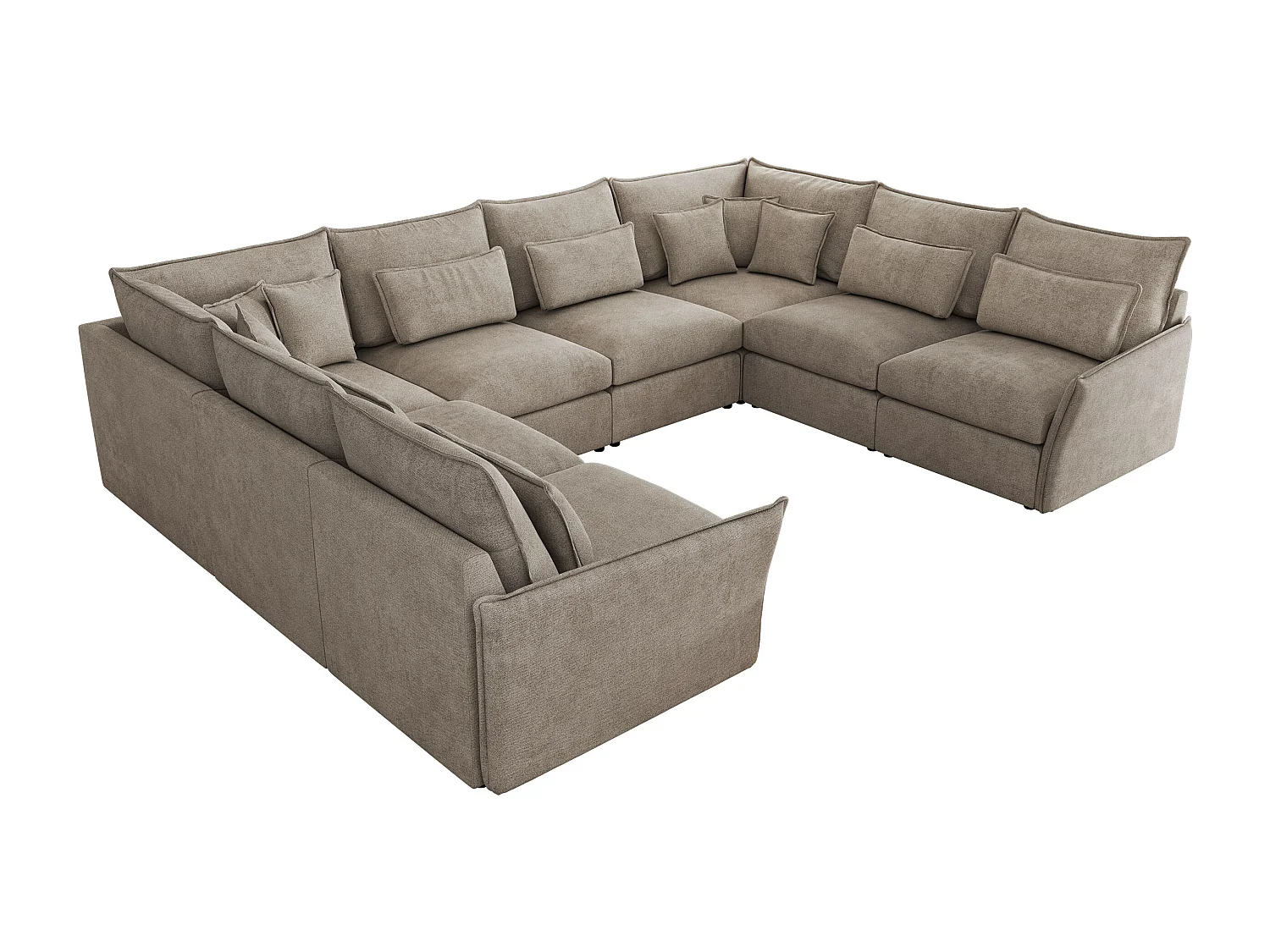 Ecksofa VERSO U8M - modulare U-förmige Ecke mit Armlehnen, Wohnlandschaft, Ecksofa XXL, lose Kissen - Beige Struktur