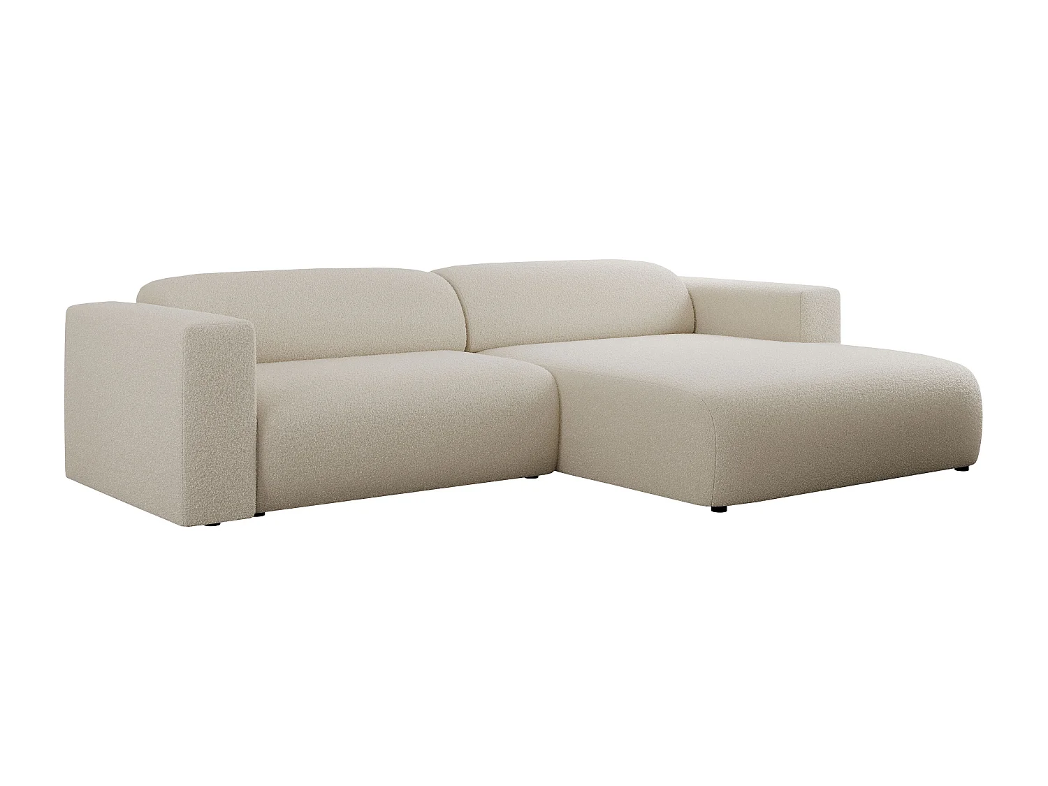 Ecksofa PASADENA - mit Armlehnen, Wohnlandschaft, freistehendes Sofa, große Ecke - Beige Boucle - Ecke Rechts