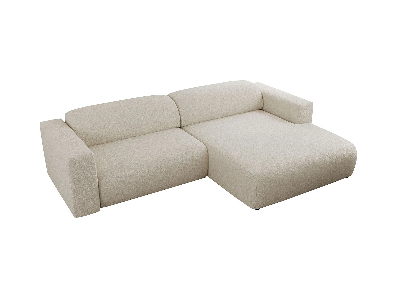 Ecksofa PASADENA - mit Armlehnen, Wohnlandschaft, freistehendes Sofa, große Ecke - Beige Boucle - Ecke Rechts