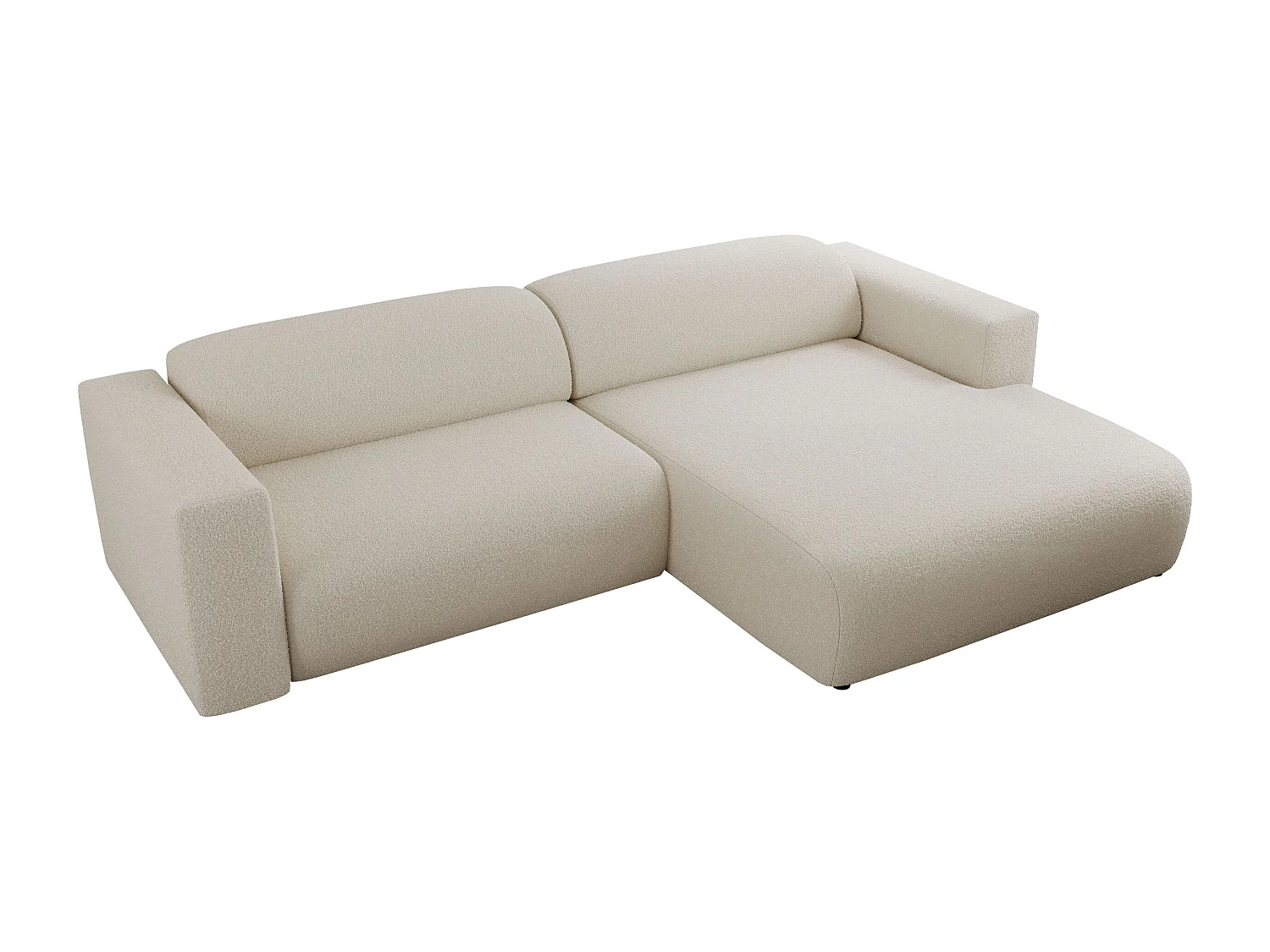Ecksofa PASADENA - mit Armlehnen, Wohnlandschaft, freistehendes Sofa, große Ecke - Beige Boucle - Ecke Rechts