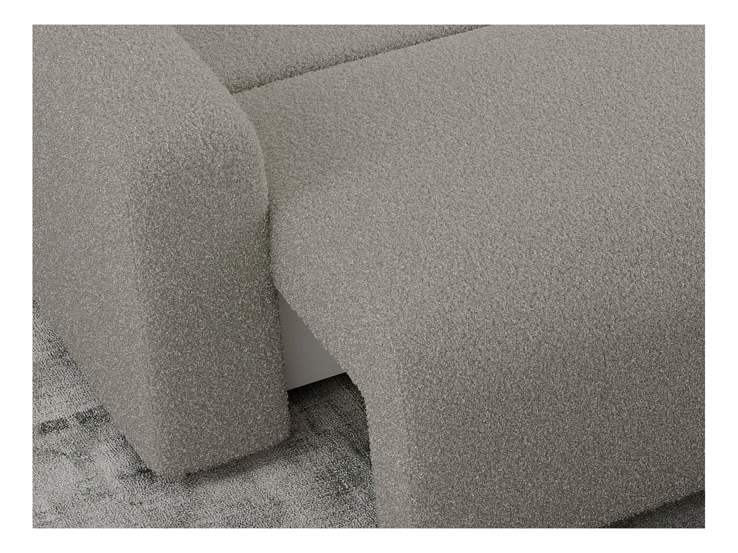 Ecksofa ARGOS - mit Schlaffunktion, Sofa mit armlehnen, Bettkasten, 3-Sitzer Sofa - Grau Boucle