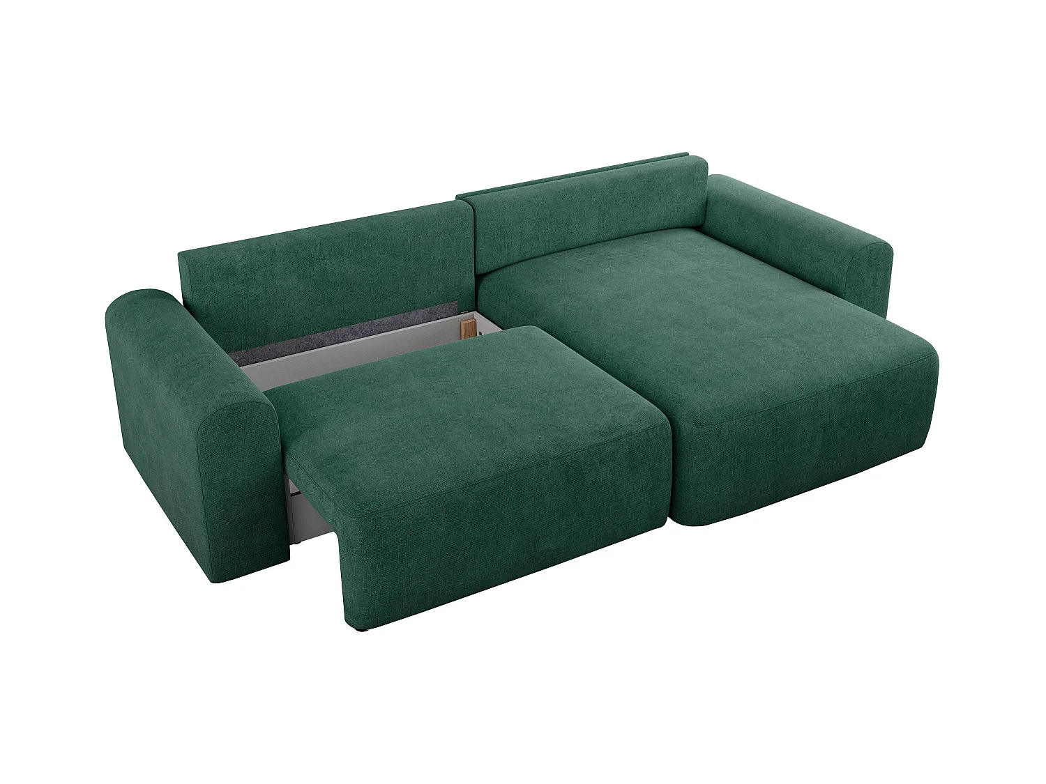 Ecksofa NELSON - Schlafcouch mit Armlehnen und Bettkasten, universelles L-förmige Ecksofa - Grün Stukture