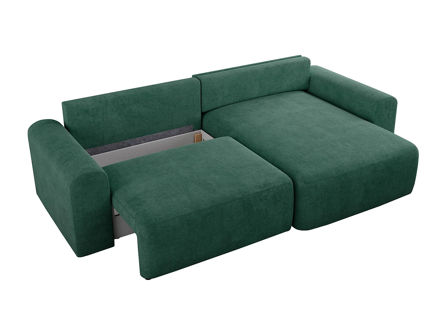 Ecksofa NELSON - Schlafcouch mit Armlehnen und Bettkasten, universelles L-förmige Ecksofa - Grün Stukture