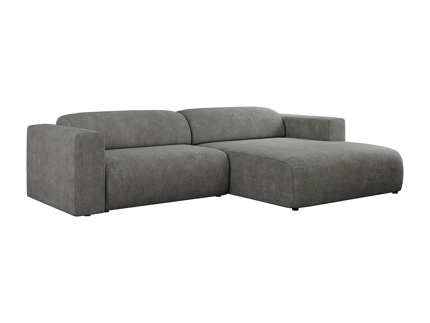 Ecksofa PASADENA - mit Armlehnen, Wohnlandschaft, freistehendes Sofa, große Ecke - Grau Stukture - Ecke Rechts