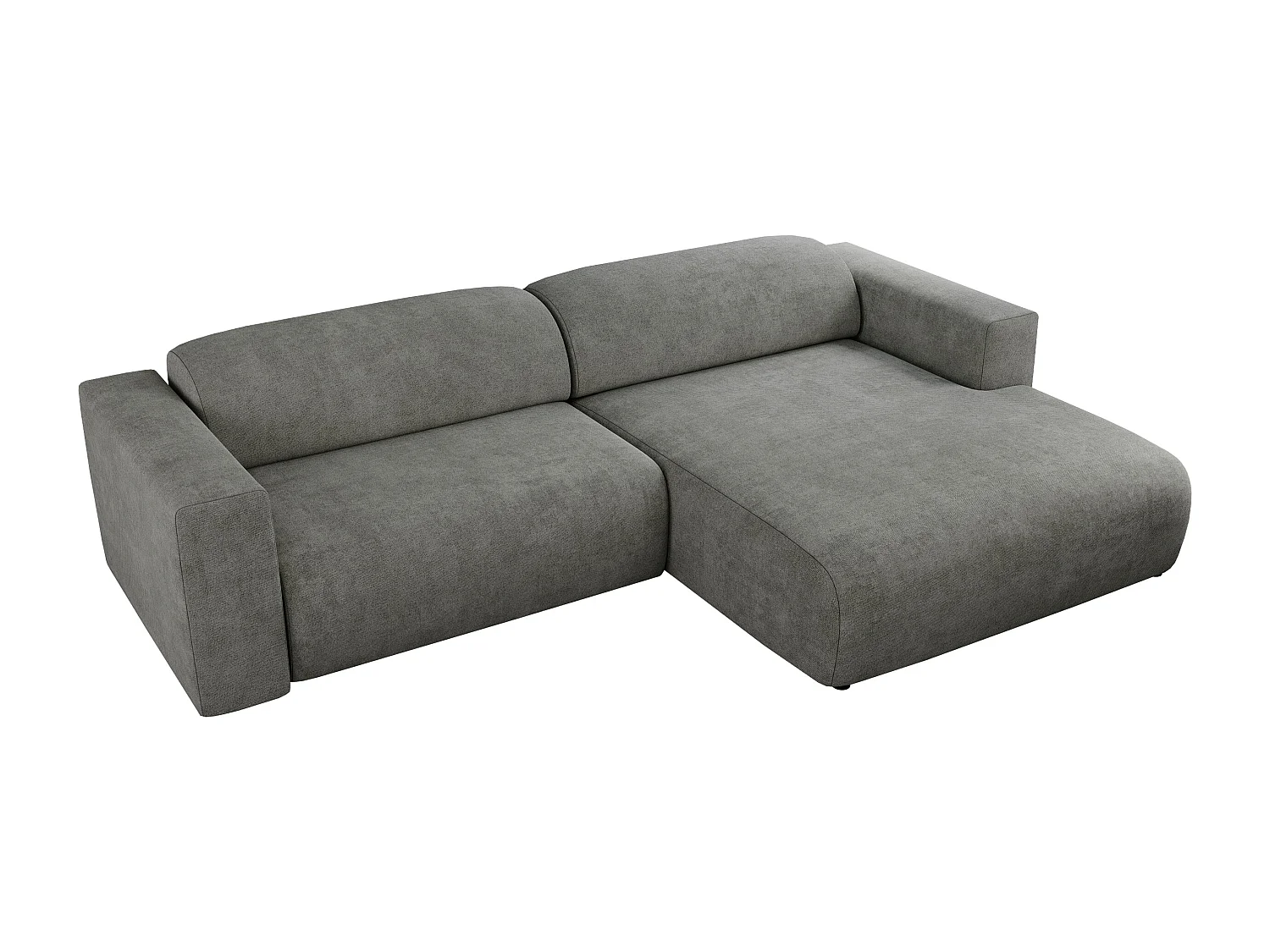 Ecksofa PASADENA - mit Armlehnen, Wohnlandschaft, freistehendes Sofa, große Ecke - Grau Stukture - Ecke Rechts