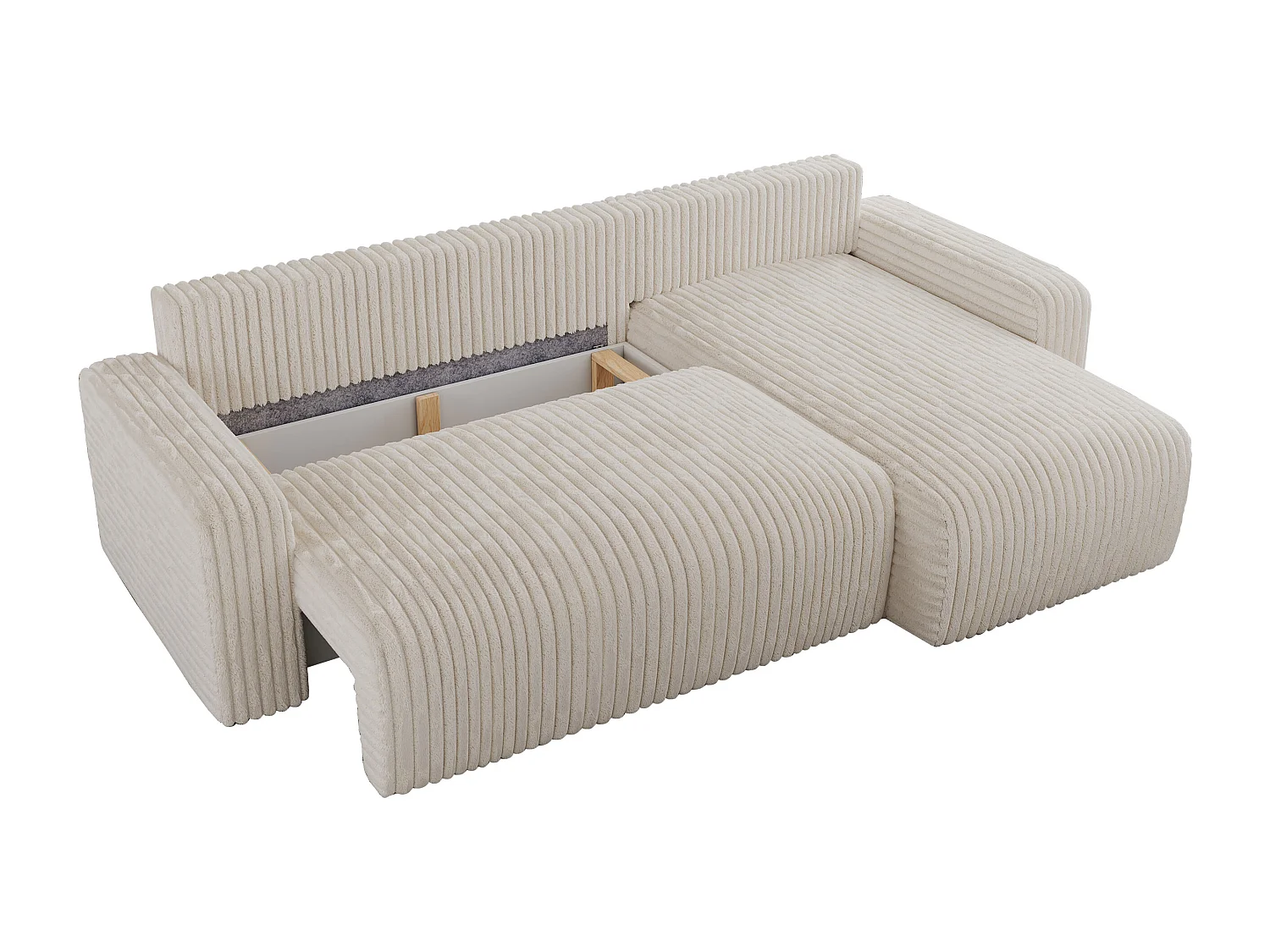 Ecksofa ARGOS - mit Schlaffunktion, Sofa mit armlehnen, Bettkasten, 3-Sitzer Sofa - Beige Cord
