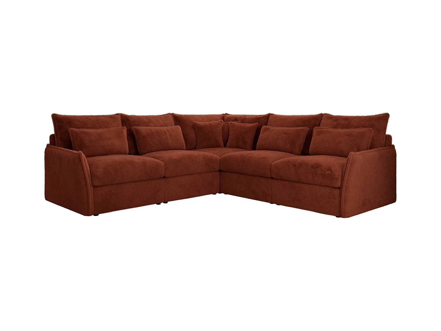 Ecksofa VERSO - modulare L-förmige Ecke, lose Kissen, Wohnlandschaft - Orange Plüsch