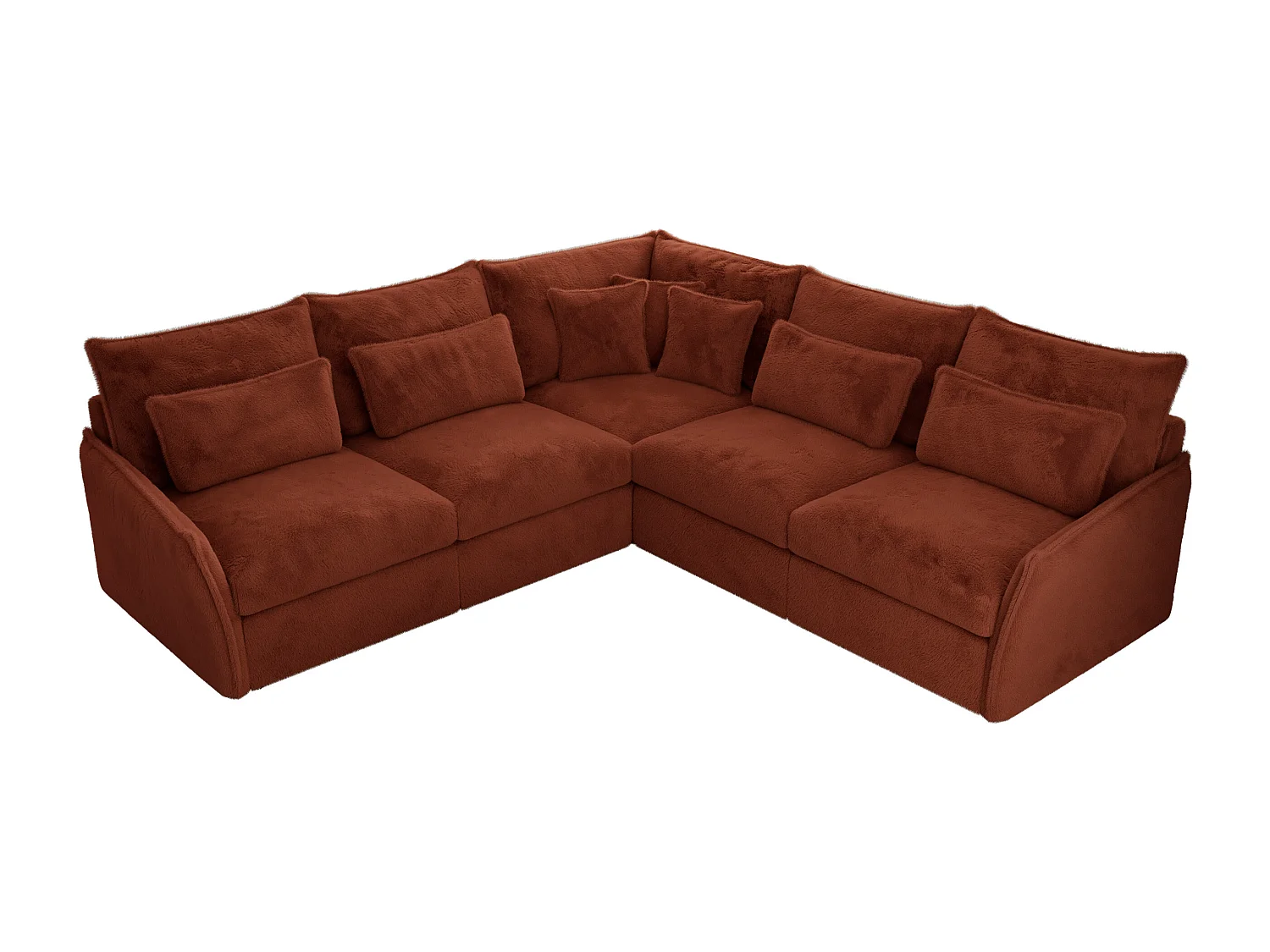 Ecksofa VERSO - modulare L-förmige Ecke, lose Kissen, Wohnlandschaft - Orange Plüsch