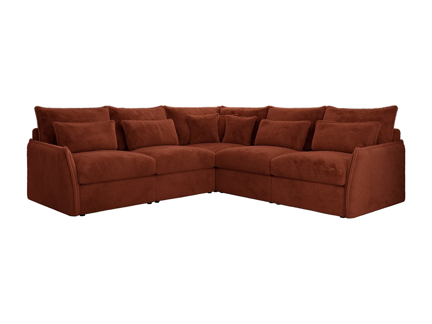 Ecksofa VERSO - modulare L-förmige Ecke, lose Kissen, Wohnlandschaft - Orange Plüsch